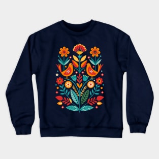 Romanian Folklore Floral Design Crewneck Sweatshirt